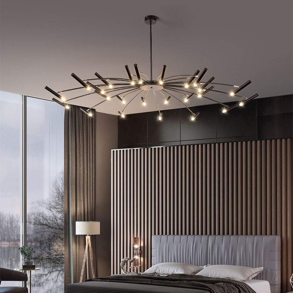 Luxury Gold Black Crystal LED Chandelier Light Fixture
