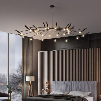 Luxury Gold Black Crystal LED Chandelier Light Fixture