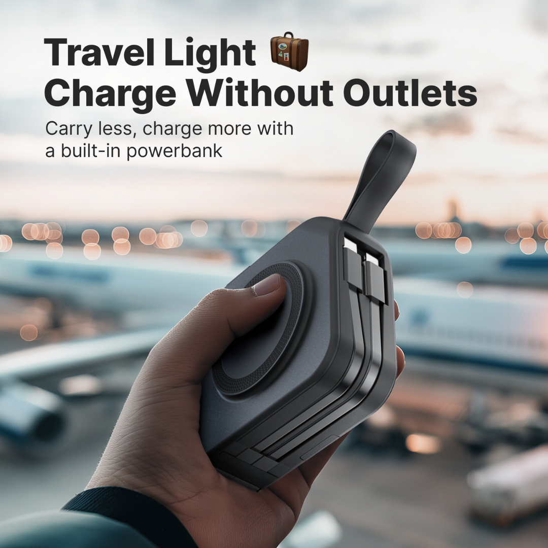 Compact 5 Port Travel Charger With Wireless Charging Pad