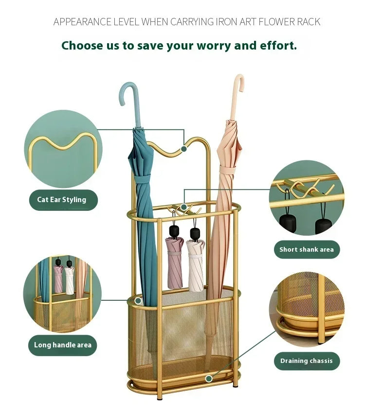 Sturdy Metal Umbrella Holder With Water Tray Eco Friendly