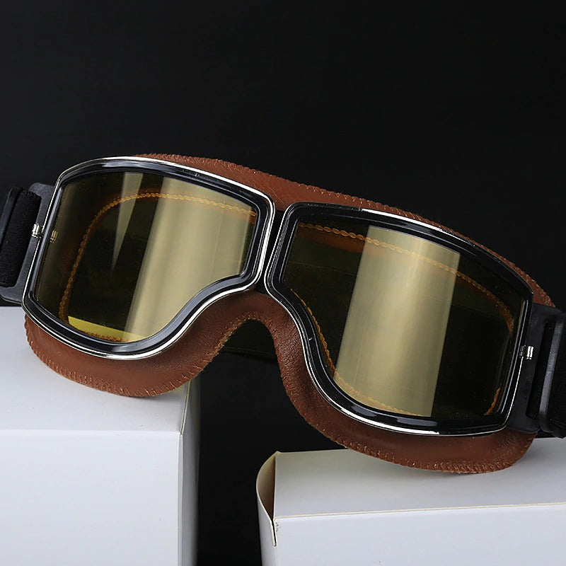 Classic Biker Goggles With Tough Lenses And Cushion Fit