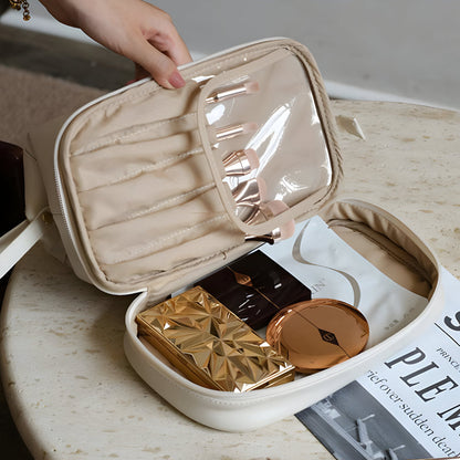 Spacious Travel Makeup Case PU Cosmetic Organizer
