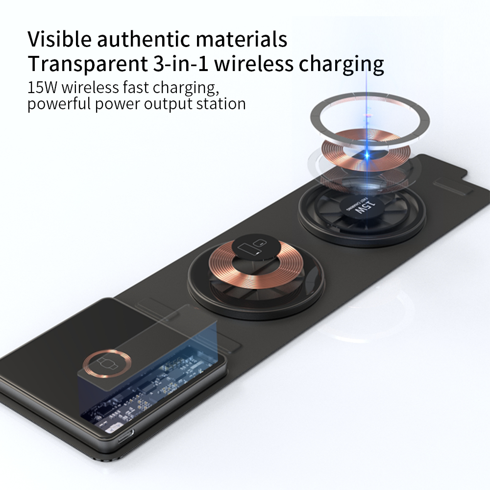 Portable 3-in-1 Fabric Organizer and Qi Charger