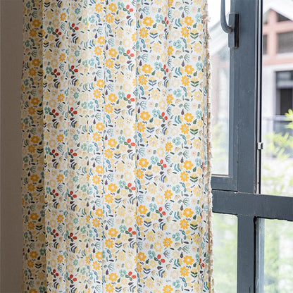 Bright Floral Sheer White Curtain Panel