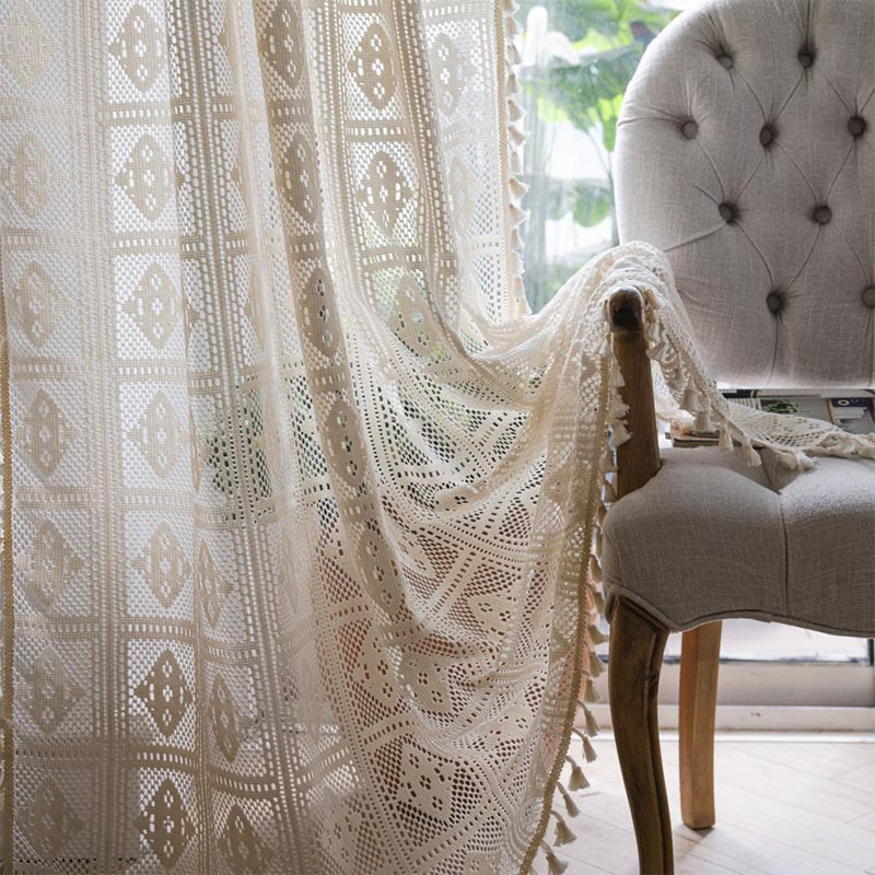 Geometric Pattern Sheer Window Curtain Panel