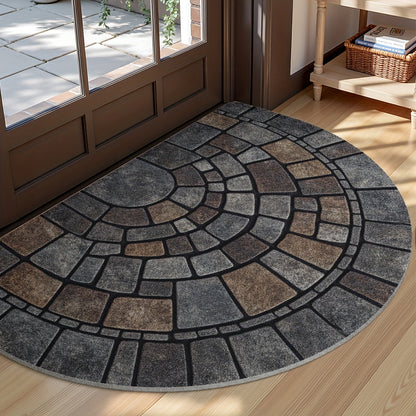 Round Colorful Welcome Mat for Home Entrance
