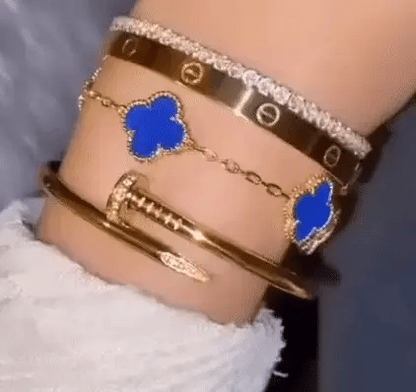 Delicate Flower Charm Bracelet 14K Gold Plated Stainless Steel