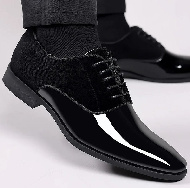 Classic Black Formal Leather Wedding Shoes for Men