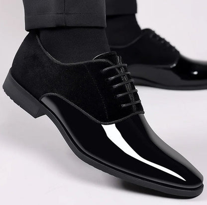 Classic Black Formal Leather Wedding Shoes for Men