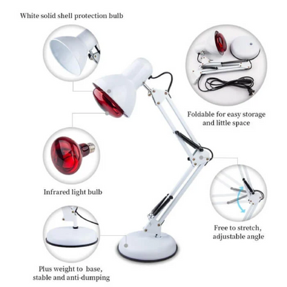 Portable Infrared Heat Therapy Lamp On Adjustable Stand