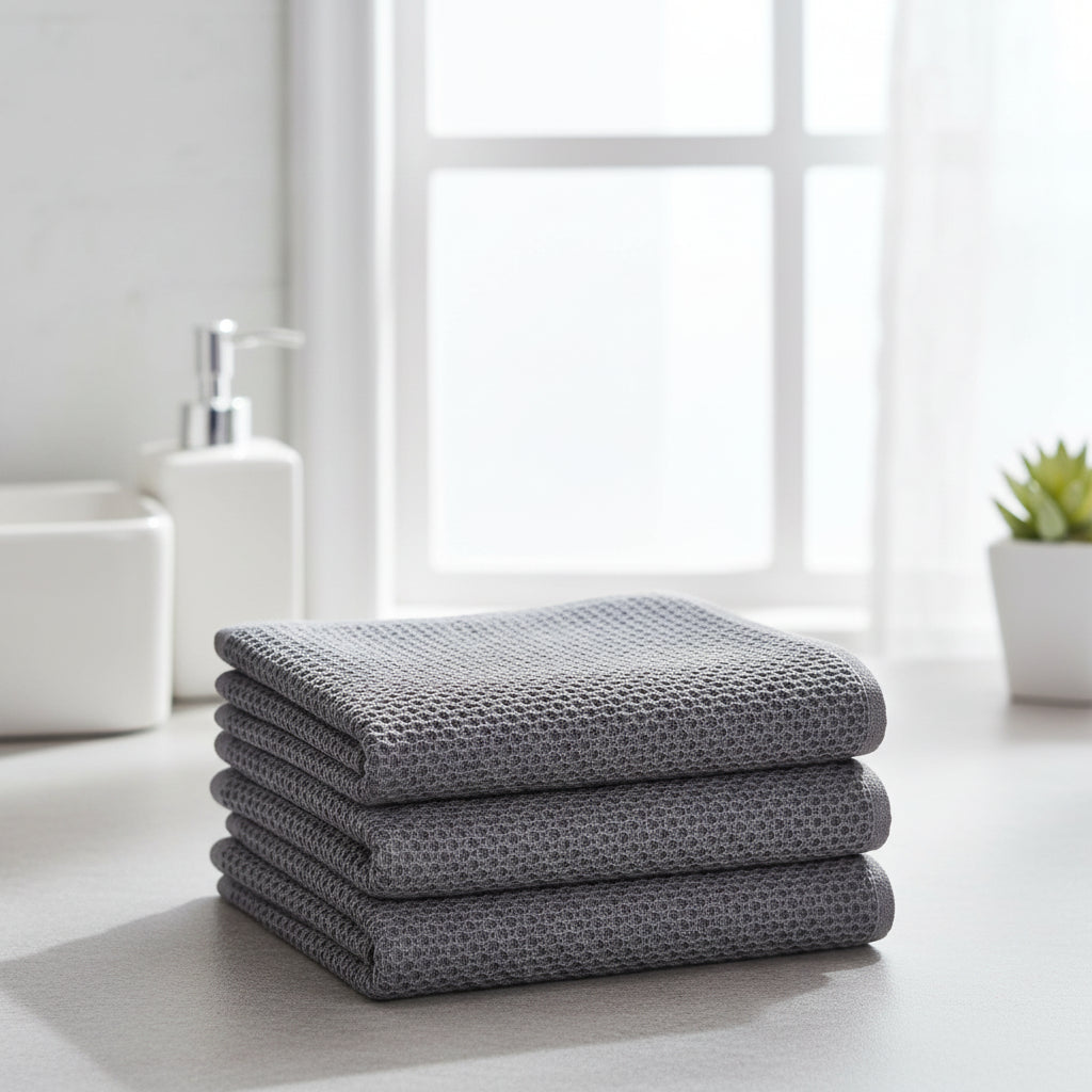 Gentle Kitchen Dish Towels Set Thick Absorbent Textured Weave