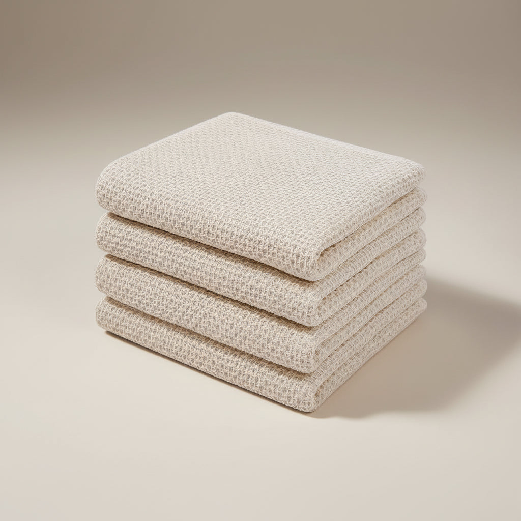 Gentle Kitchen Dish Towels Set Thick Absorbent Textured Weave