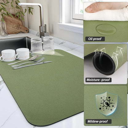 Waterproof Kitchen Counter Mat Dish Drying Pad