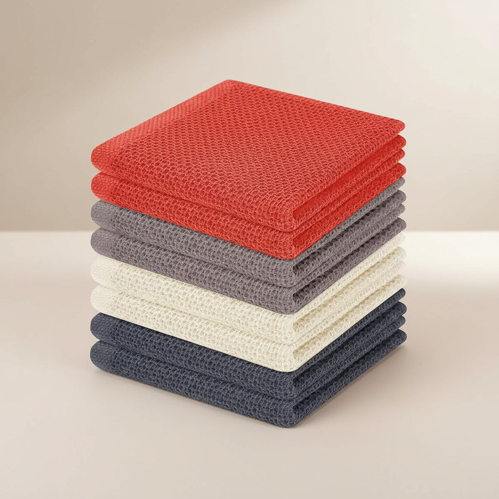 Gentle Kitchen Dish Towels Set Thick Absorbent Textured Weave