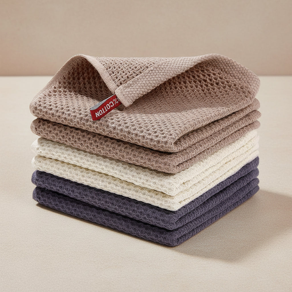 Gentle Kitchen Dish Towels Set Thick Absorbent Textured Weave