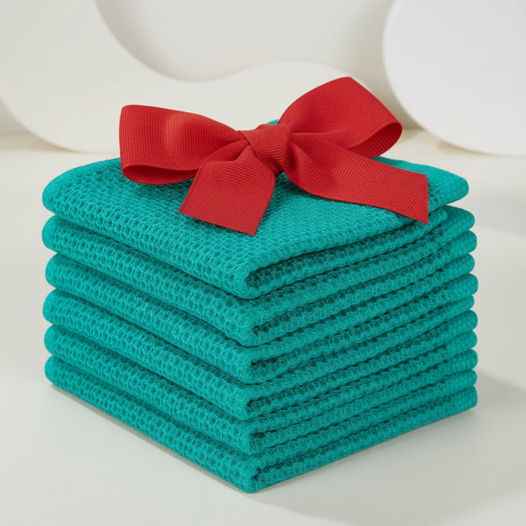 Gentle Kitchen Dish Towels Set Thick Absorbent Textured Weave