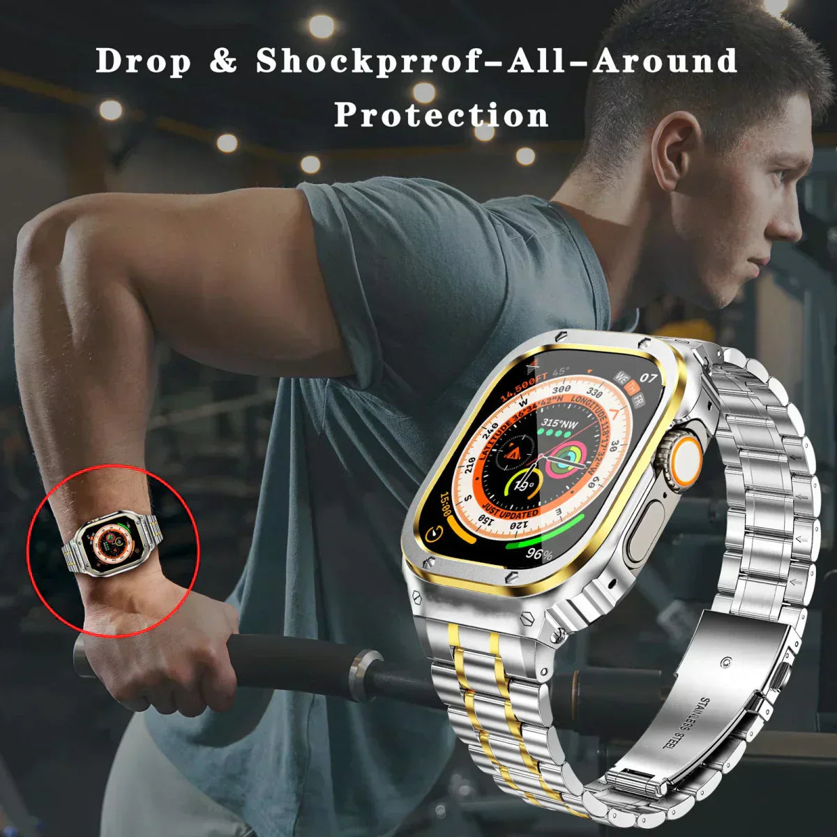 Durable Metal Watch Band with Clear Cover