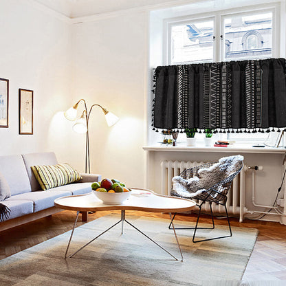 Dark Floral Beaded Layered Curtain