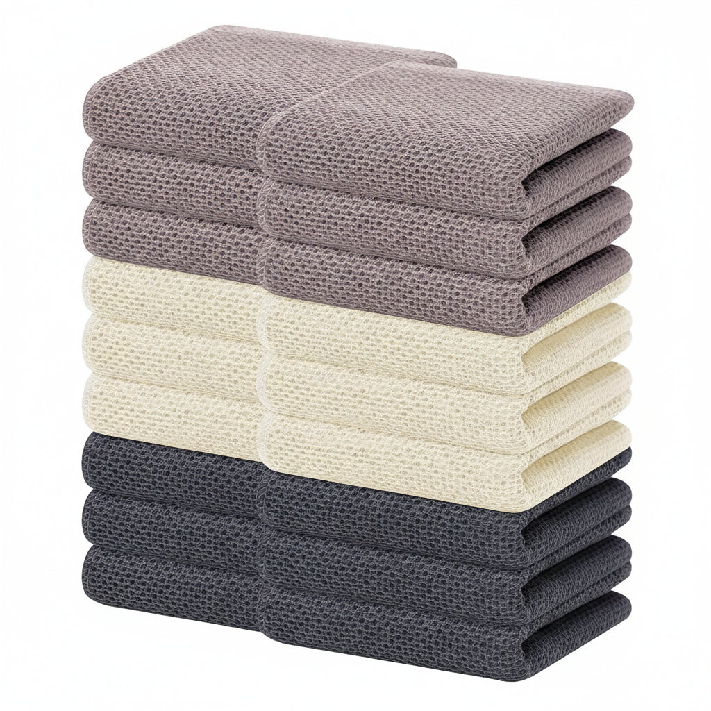 Gentle Kitchen Dish Towels Set Thick Absorbent Textured Weave