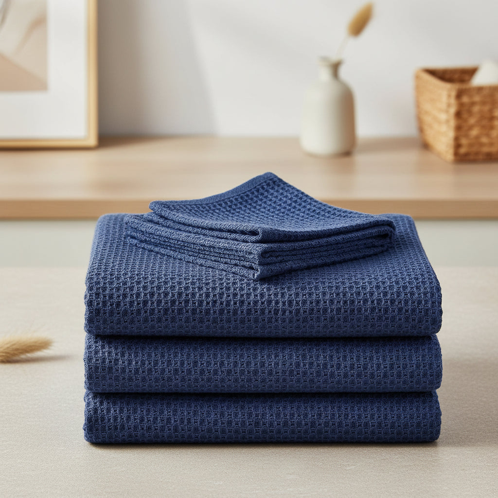 Gentle Kitchen Dish Towels Set Thick Absorbent Textured Weave