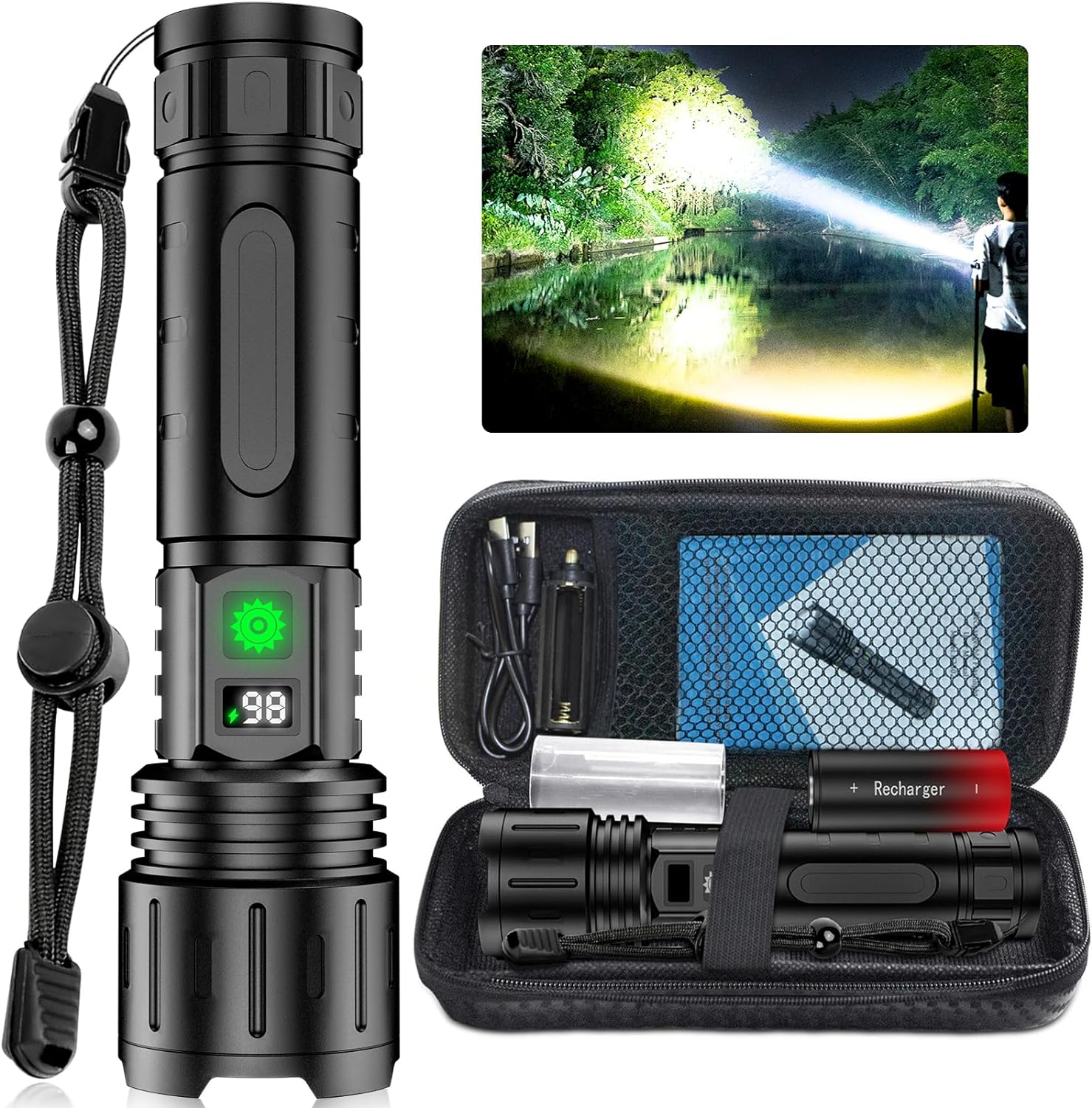 Bright 100000-Lumen Heavy Duty LED Flashlight - Lusomart
