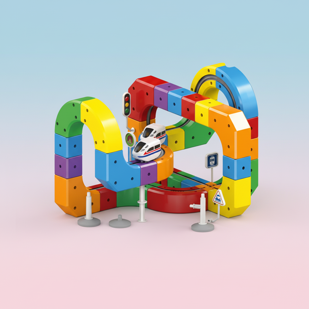 Fun Kids Building Blocks Marble Coaster Track Set