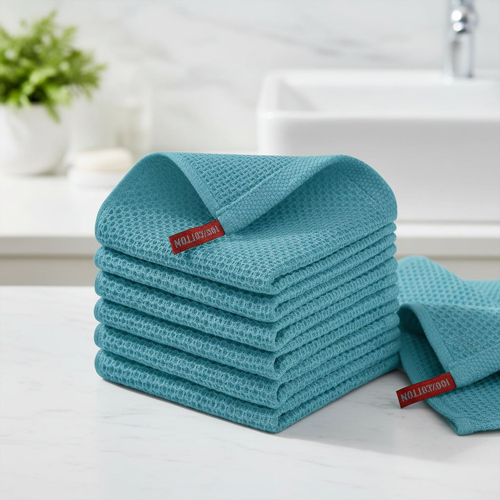 Gentle Kitchen Dish Towels Set Thick Absorbent Textured Weave