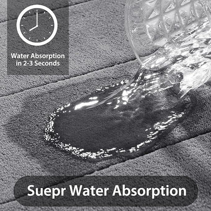 Comfortable 3-Piece Memory Foam Bathroom Mats, Anti-Slip