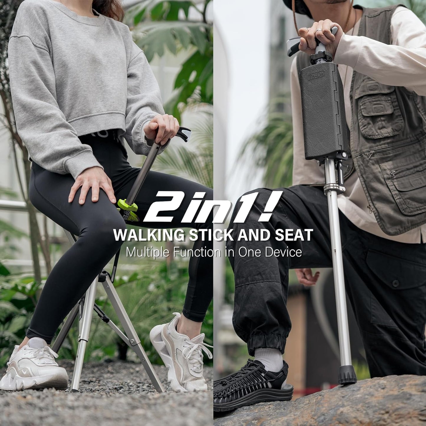 Portable Hiking Staff with Integrated Rest Seat