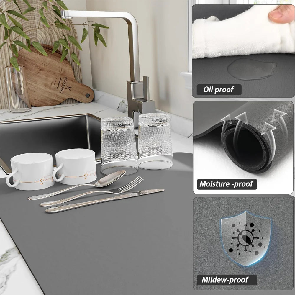 Waterproof Kitchen Counter Mat Dish Drying Pad