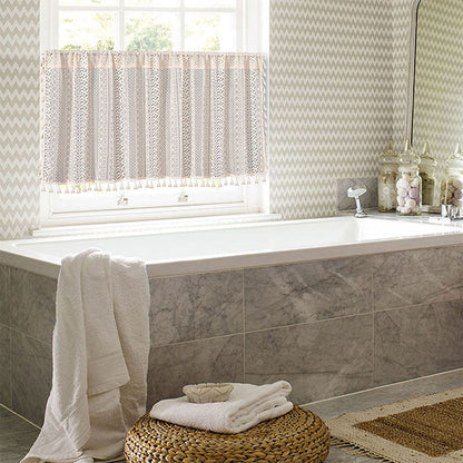 Sheer Layered Cotton Curtain with Delicate Lace Trim