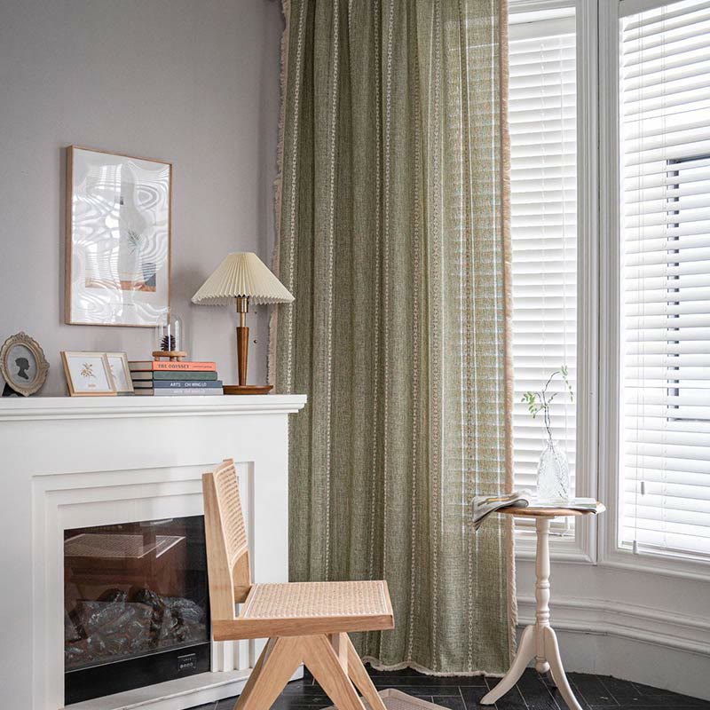 Elegant Patterned Sheer Window Curtain with Tassels