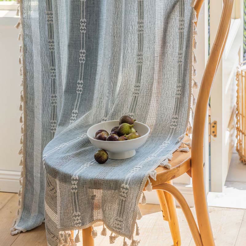 Patterned Sheer Tassel Window Curtain