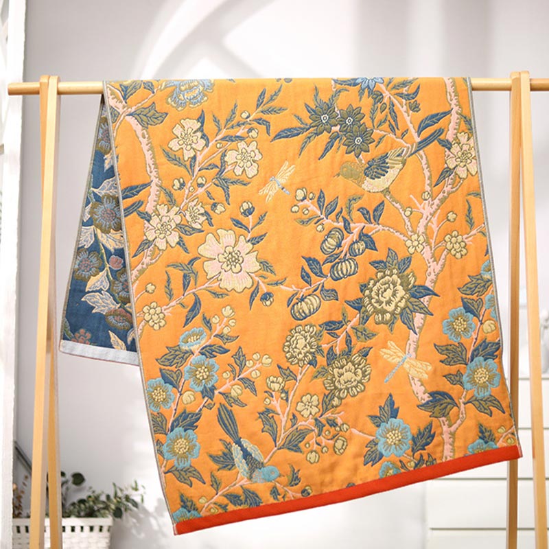 Bright Color Hibiscus Reversible Bath Towel-2