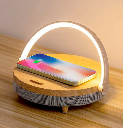Smart 4-in-1 Bedside Table Lamp with Charger and Speaker