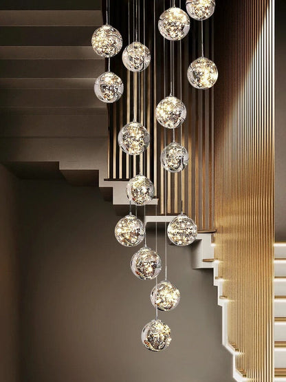 Elegant Glass Globe Stairway Lighting Fixture