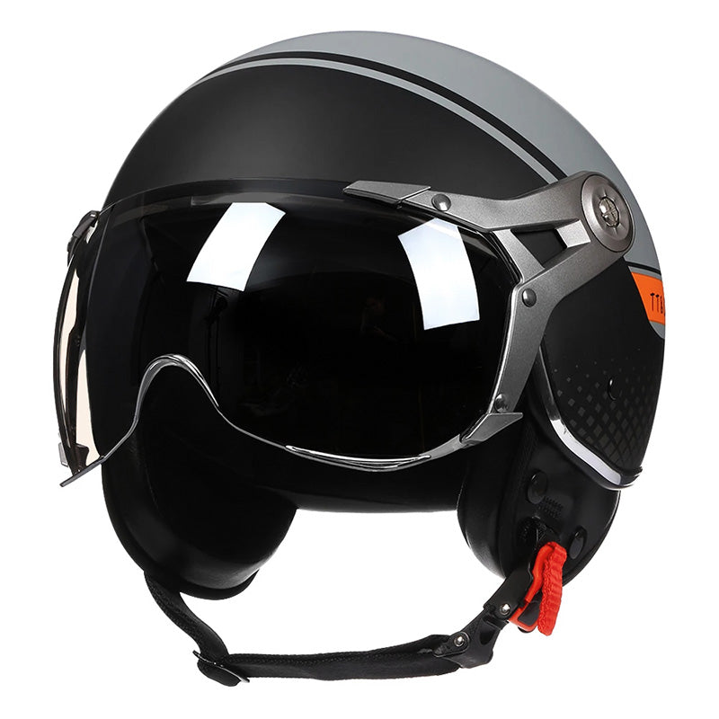 Retro Style Motorcycle Helmet With Clear Face Shield