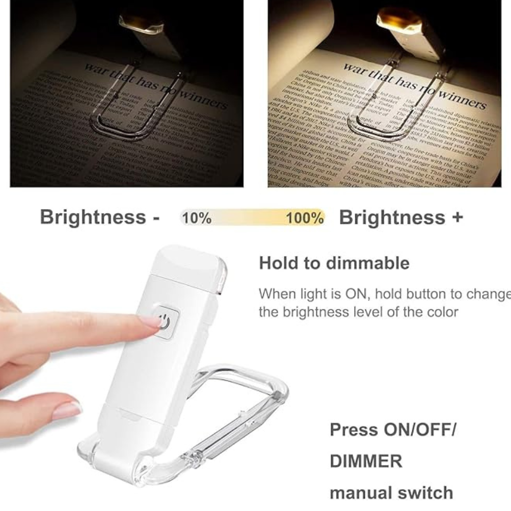 Portable LED Reading Light with USB Rechargeable Clip