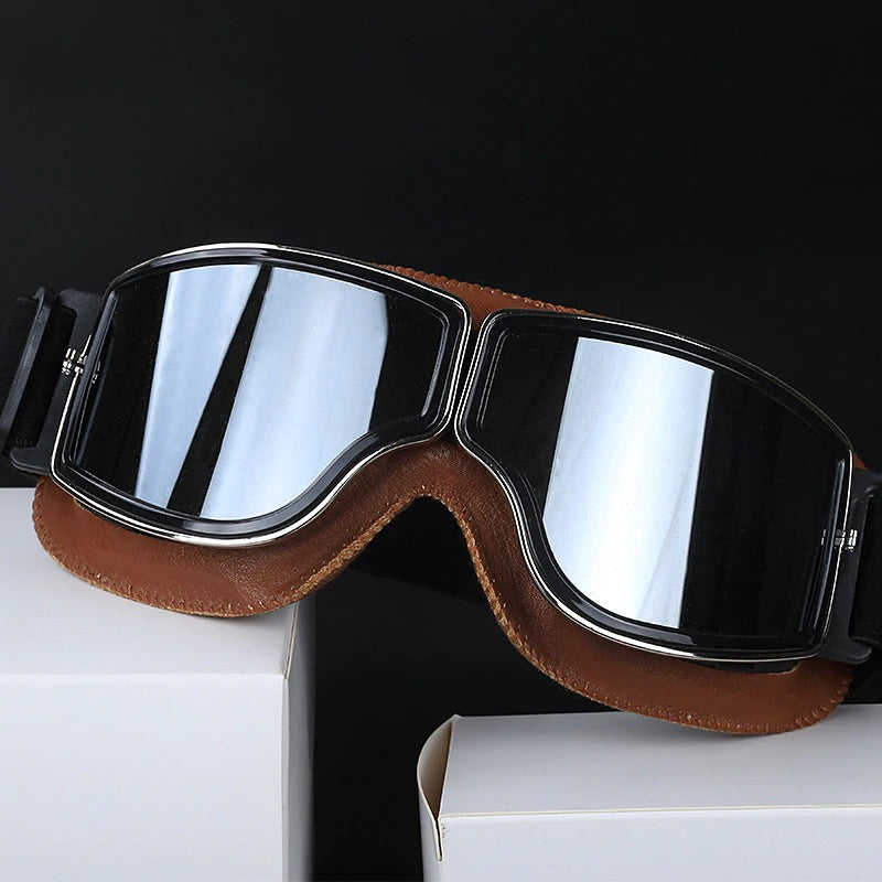 Classic Biker Goggles With Tough Lenses And Cushion Fit