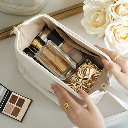 Spacious Travel Makeup Case PU Cosmetic Organizer