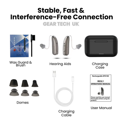Digital Rechargeable Behind Ear Hearing Aids With Noise Reduction