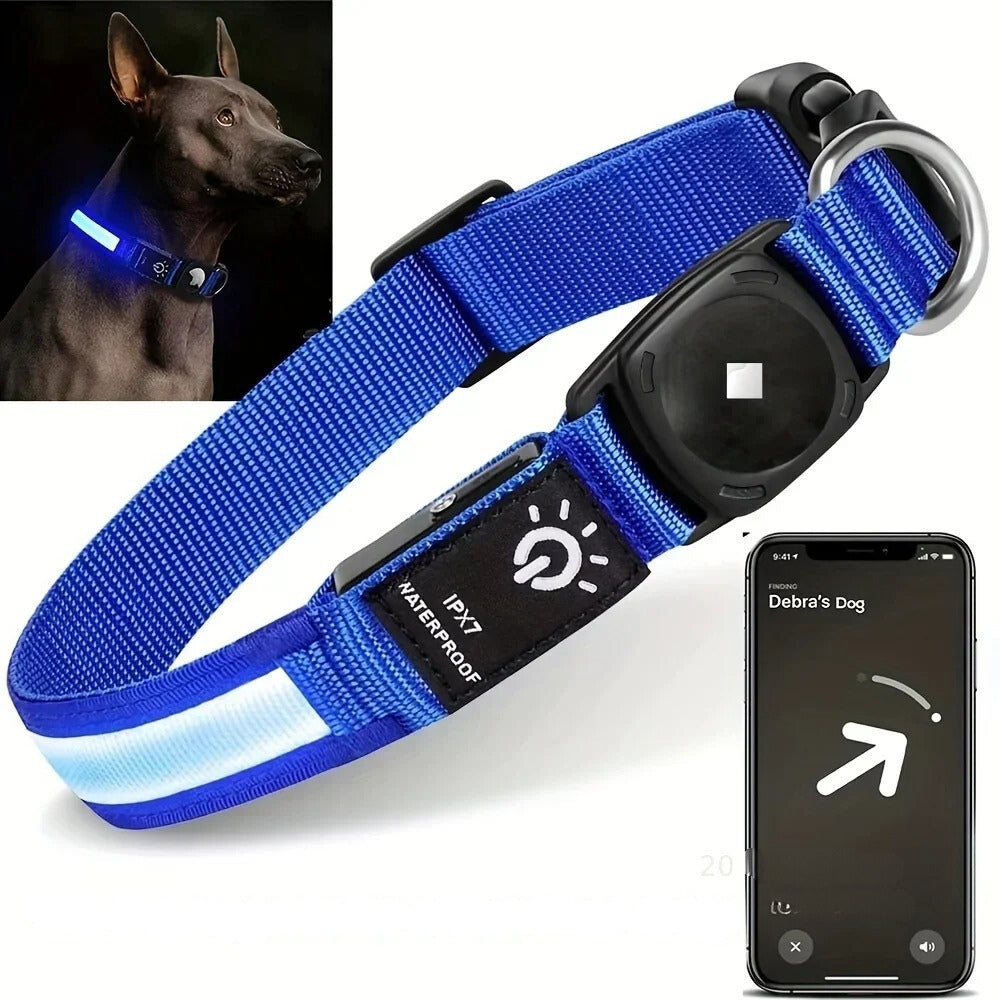 Waterproof LED Pet Dog Collar With Tracker Slot
