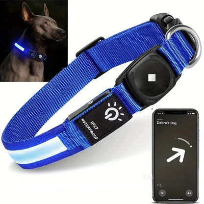 Waterproof LED Pet Dog Collar With Tracker Slot