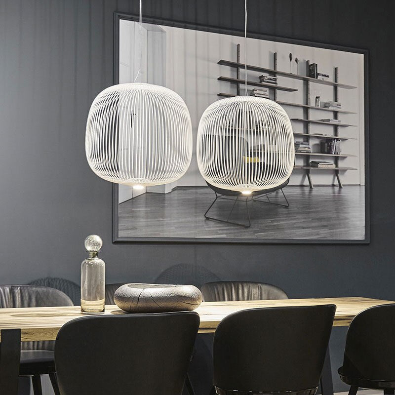 Colorful Spoke Pendant Light With Glass Shade