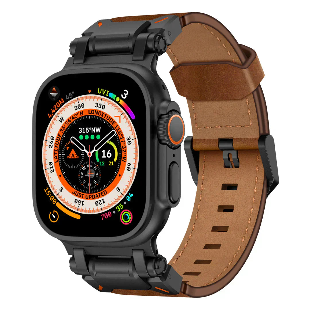 Stylish Leather Band with Metal Clip for Apple Watch