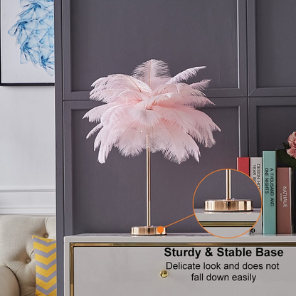 Luxury Gold Feather Desk Lamp Soft Lighting