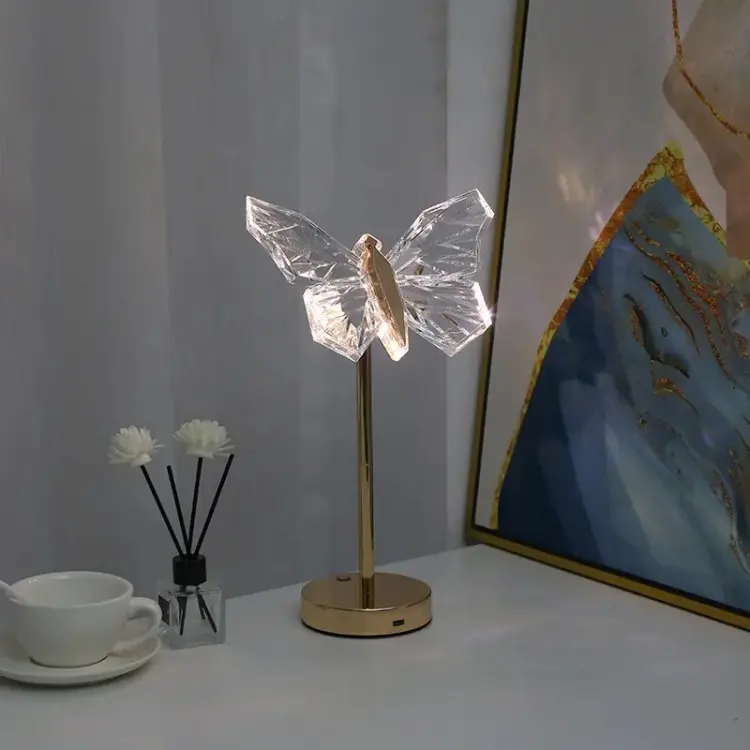 Elegant Glass Butterfly LED Bedside Table Lamp