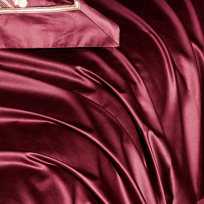 Luxurious Red Embroidered Cotton Bed Set