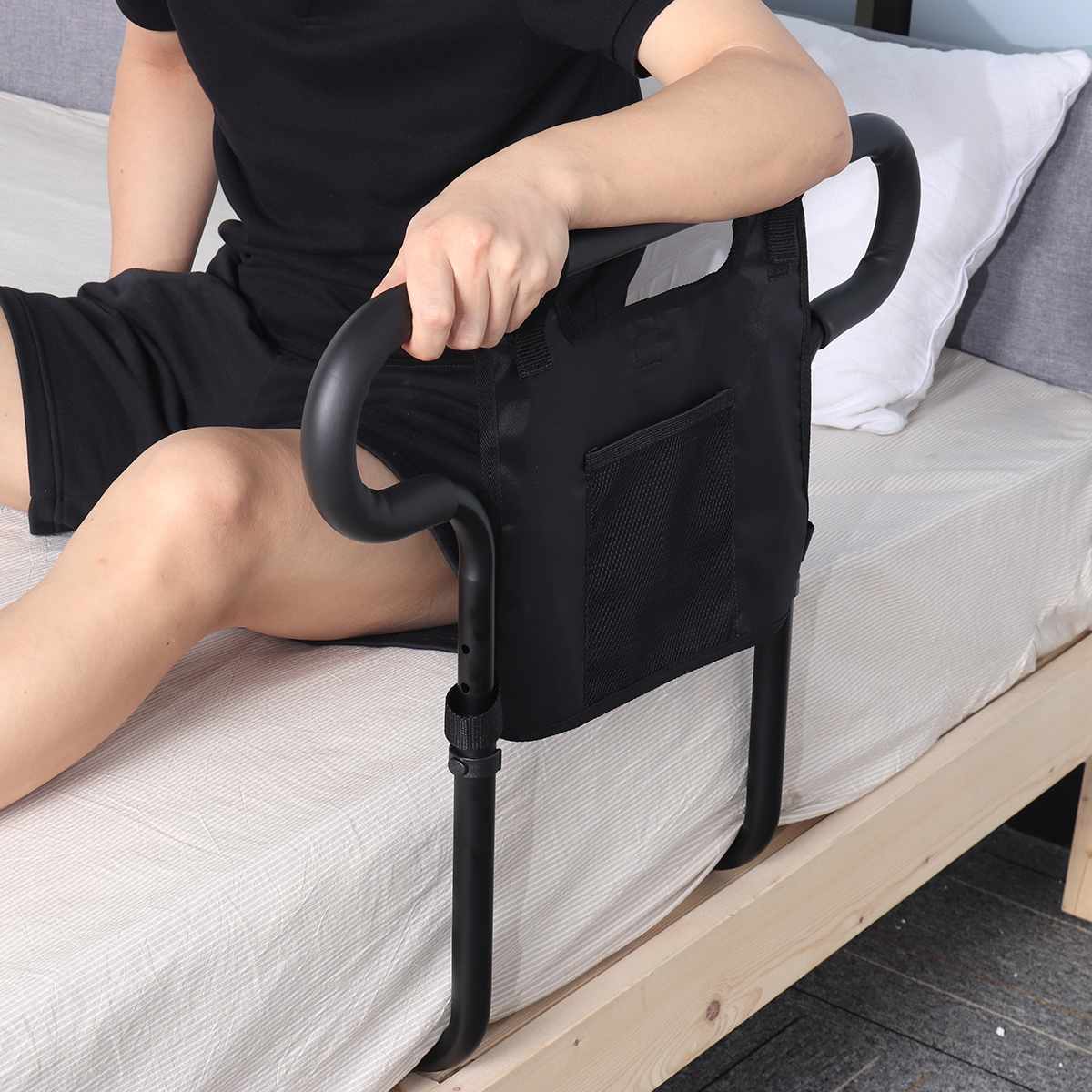Elderly Bed Assist Rail with Handy Storage Pocket - Lusomart