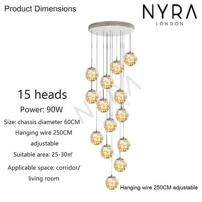 Elegant Glass Globe Stairway Lighting Fixture